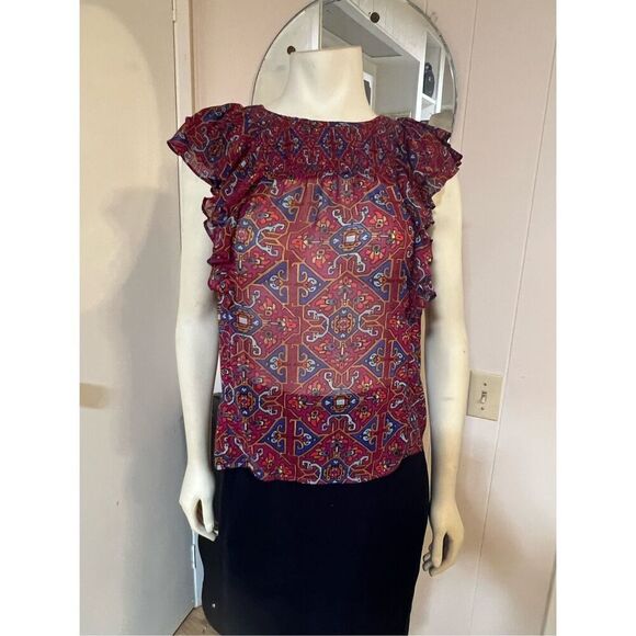 Anthropologie Meadow Rue Majolica Blouse Smocked Front NWOT? 4 - Picture 4 of 9